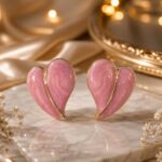 Gold-Plated Heart-Shaped Enamel Studs