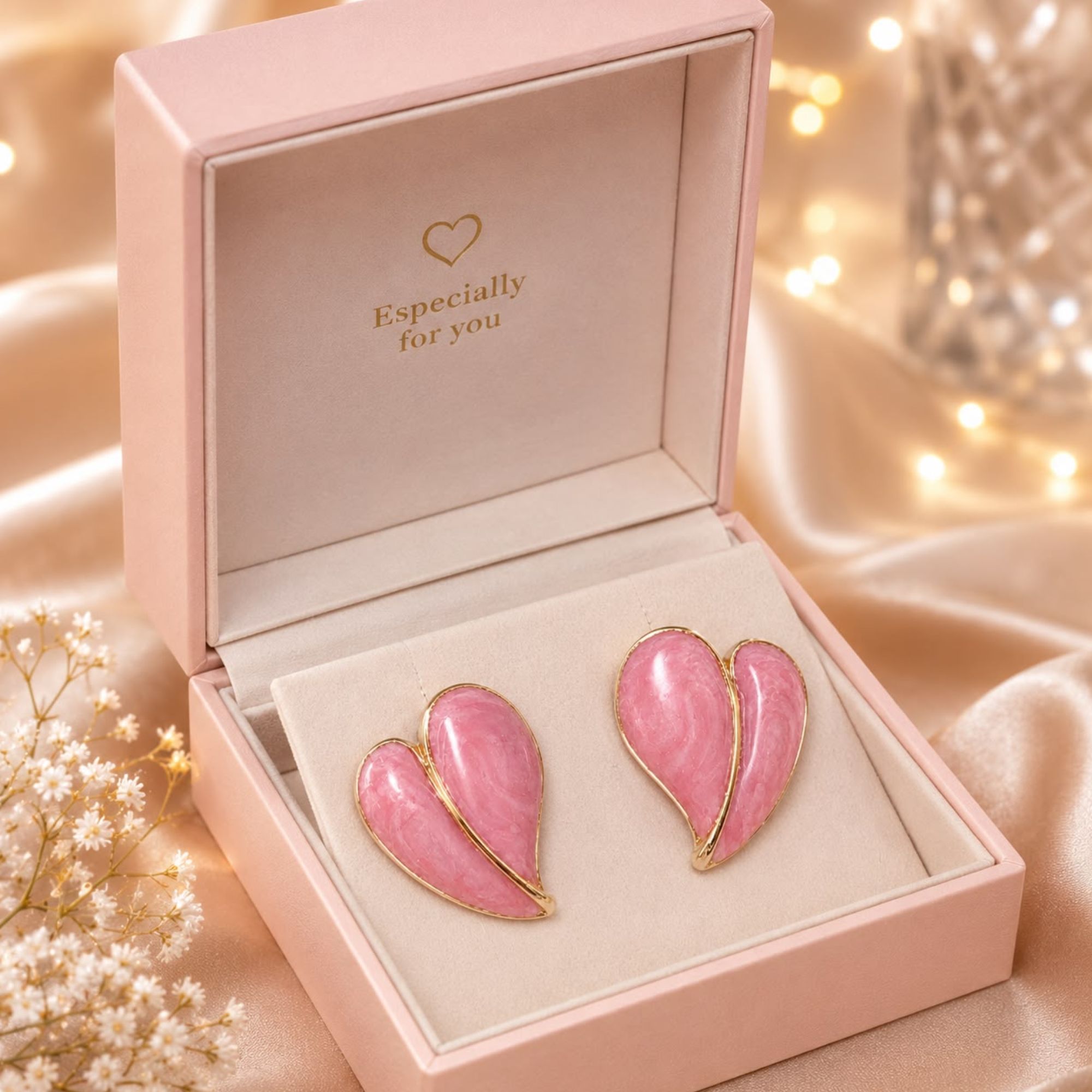Gold-Plated Heart-Shaped Enamel Studs Earring for Women & Girls - Image 2