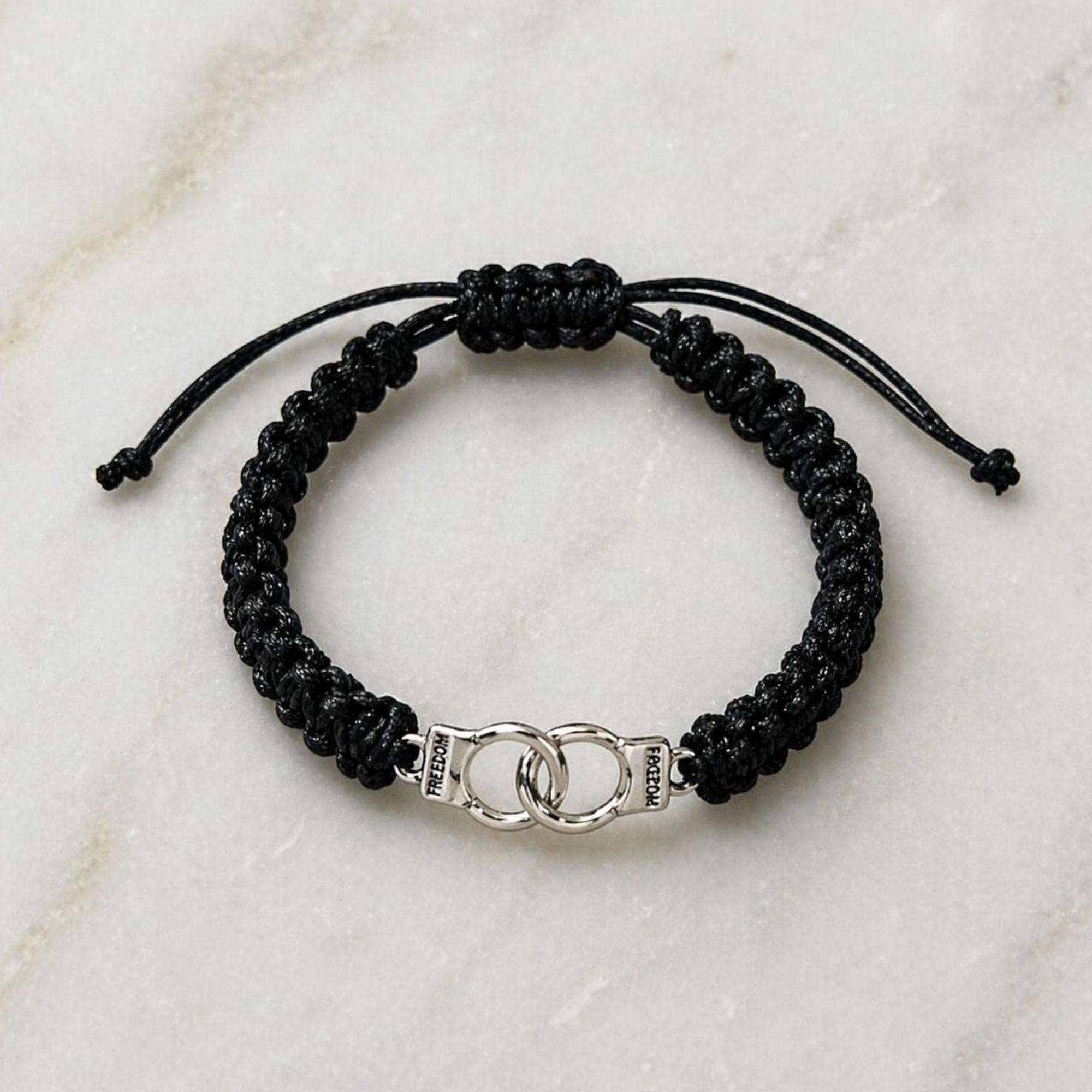 Handcuff Partners in Crime Matching Bracelets Set of 2 for Couples & Best Friends | Black Braided Thread Wish Bracelets - Image 2
