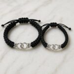 Handcuff Partners in Crime Matching Bracelets Set of 2 for Couples & Best Friends Black Braided Thread Wish Bracelets