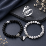Magnetic Heart Bracelet and Hug Ring Set for Couples