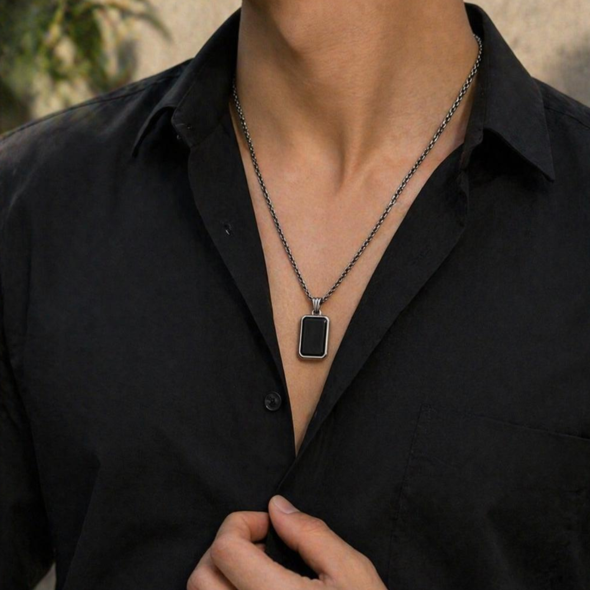 Men's Premium Black Pendant Necklace - Image 4