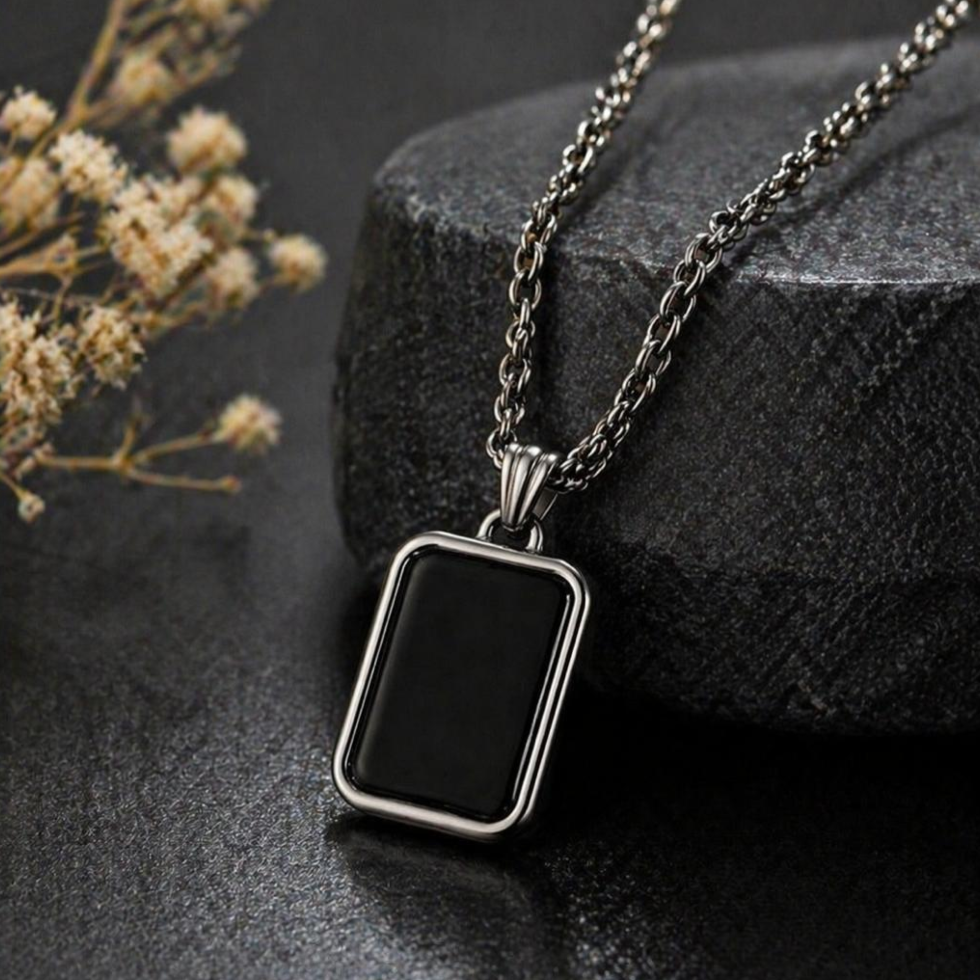 Men's Premium Black Pendant Necklace - Image 3