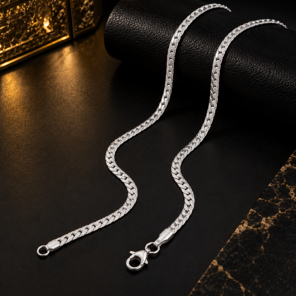 Royal Silver-Plated Stainless Steel Curb Chain for Men & Boys