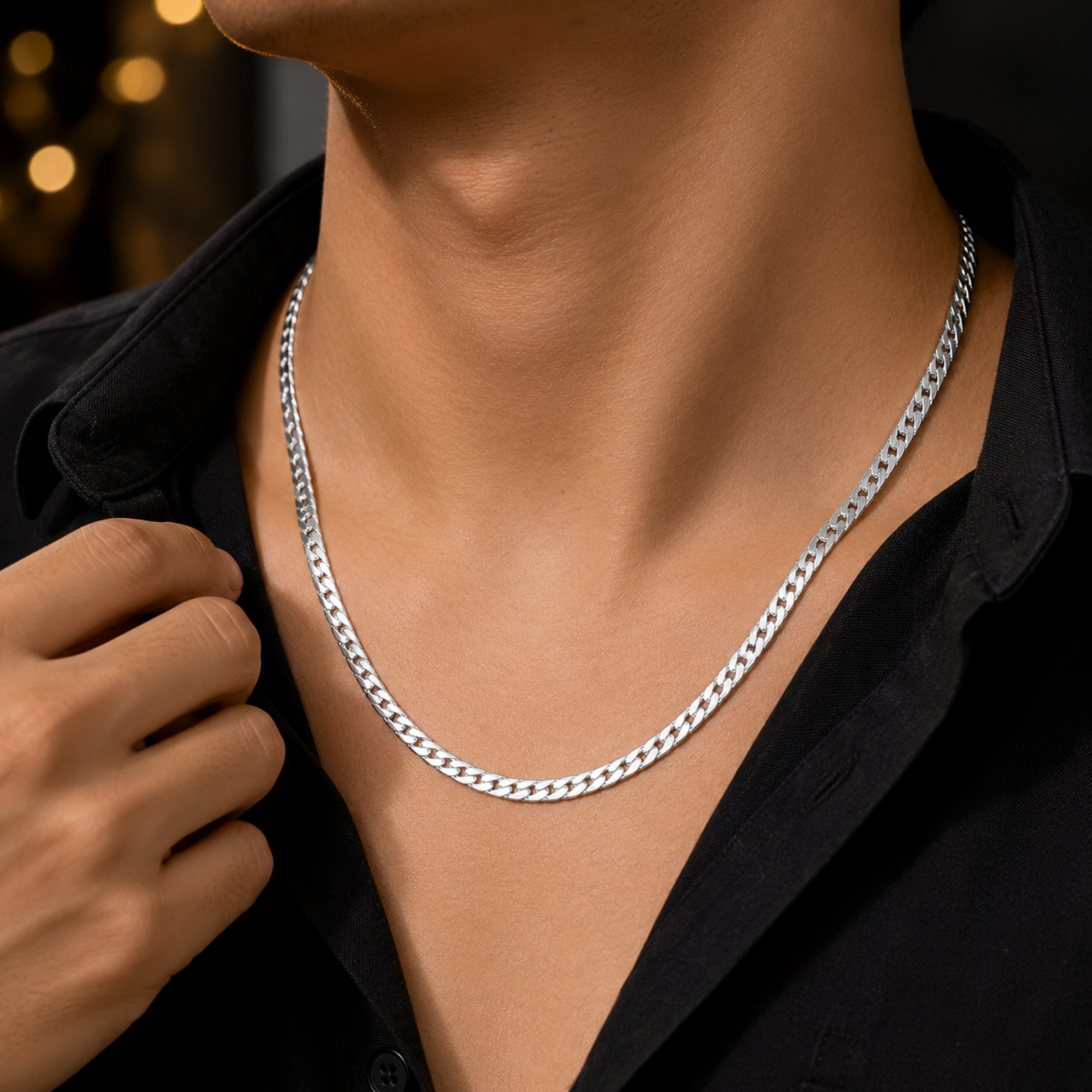 Royal Silver-Plated Stainless Steel Curb Chain for Men & Boys - Image 4
