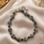 SILVOSWAN Antique Silver Celtic Knot Beaded Bracelet for Women