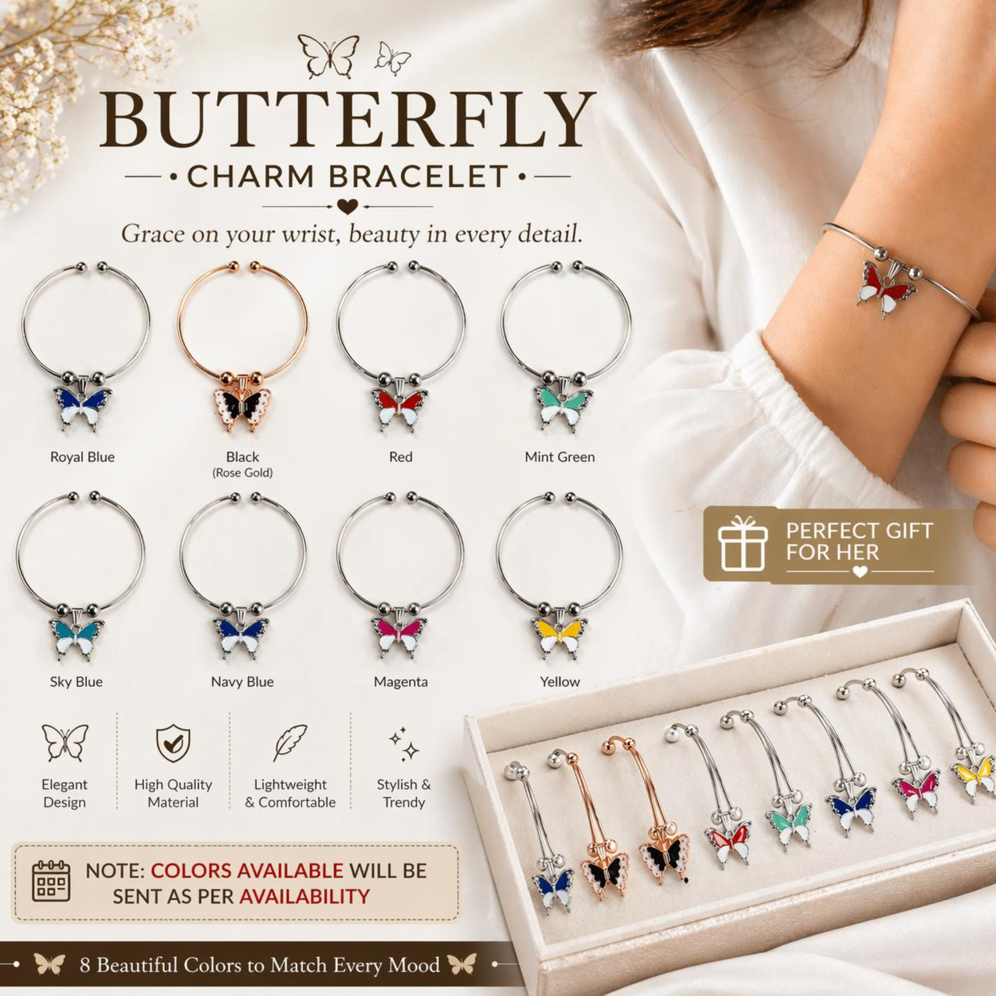 Silver Butterfly Charm Kada - Image 6