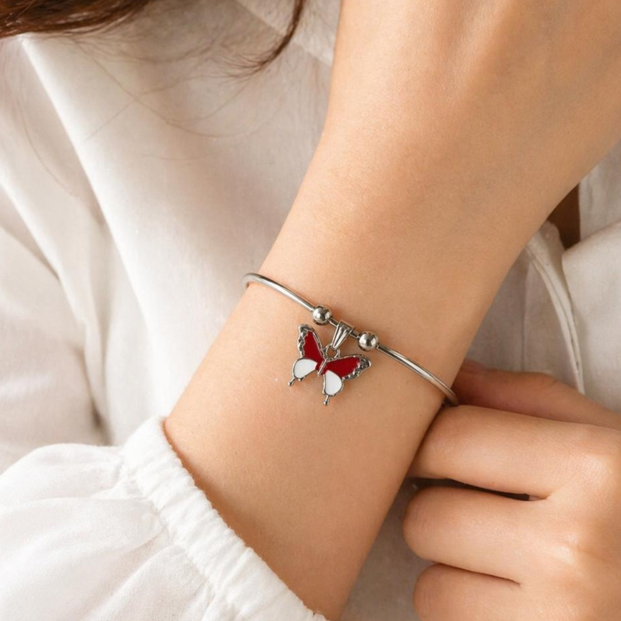 Silver Butterfly Charm Kada - Image 3