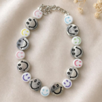 Silver & Colorful Smiley Beaded Bracelet for Men & Women