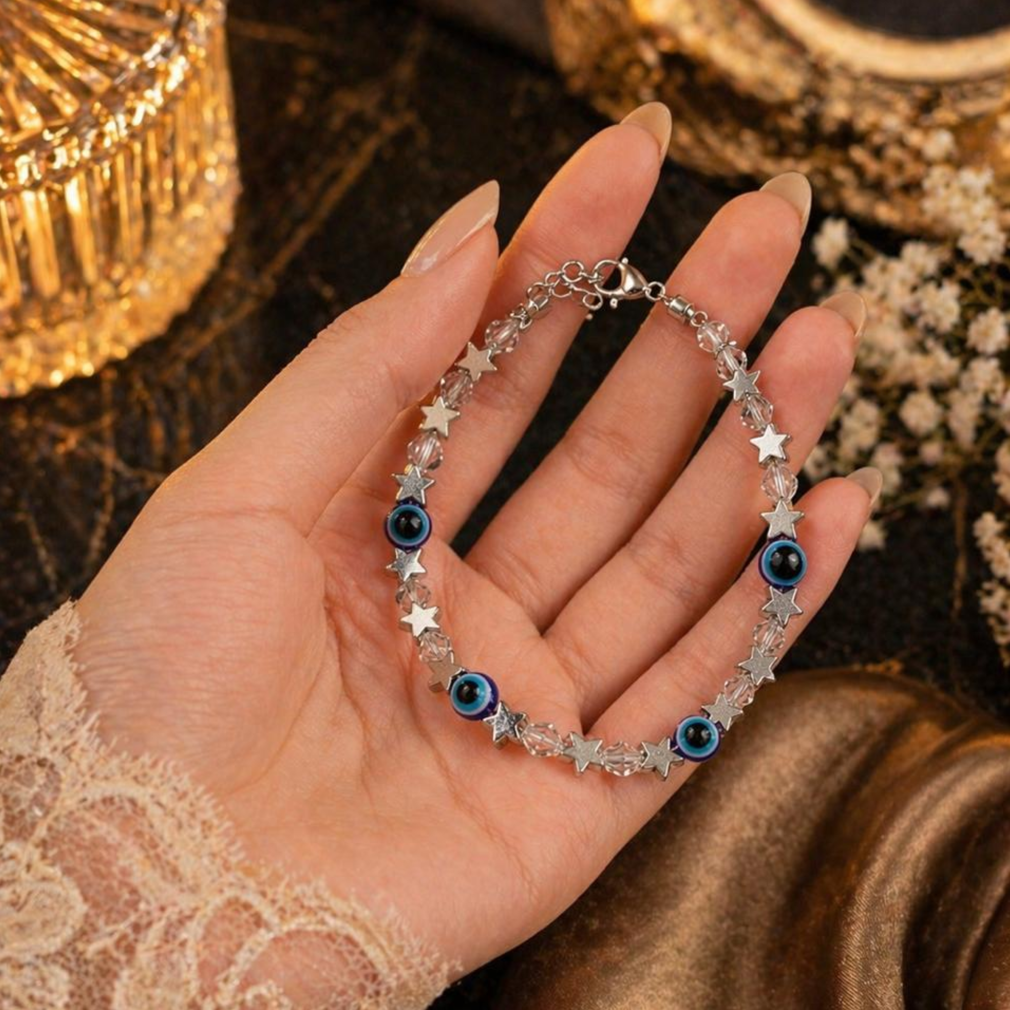 Silver Star Evil Eye Bracelet for Girls & Women - Image 2