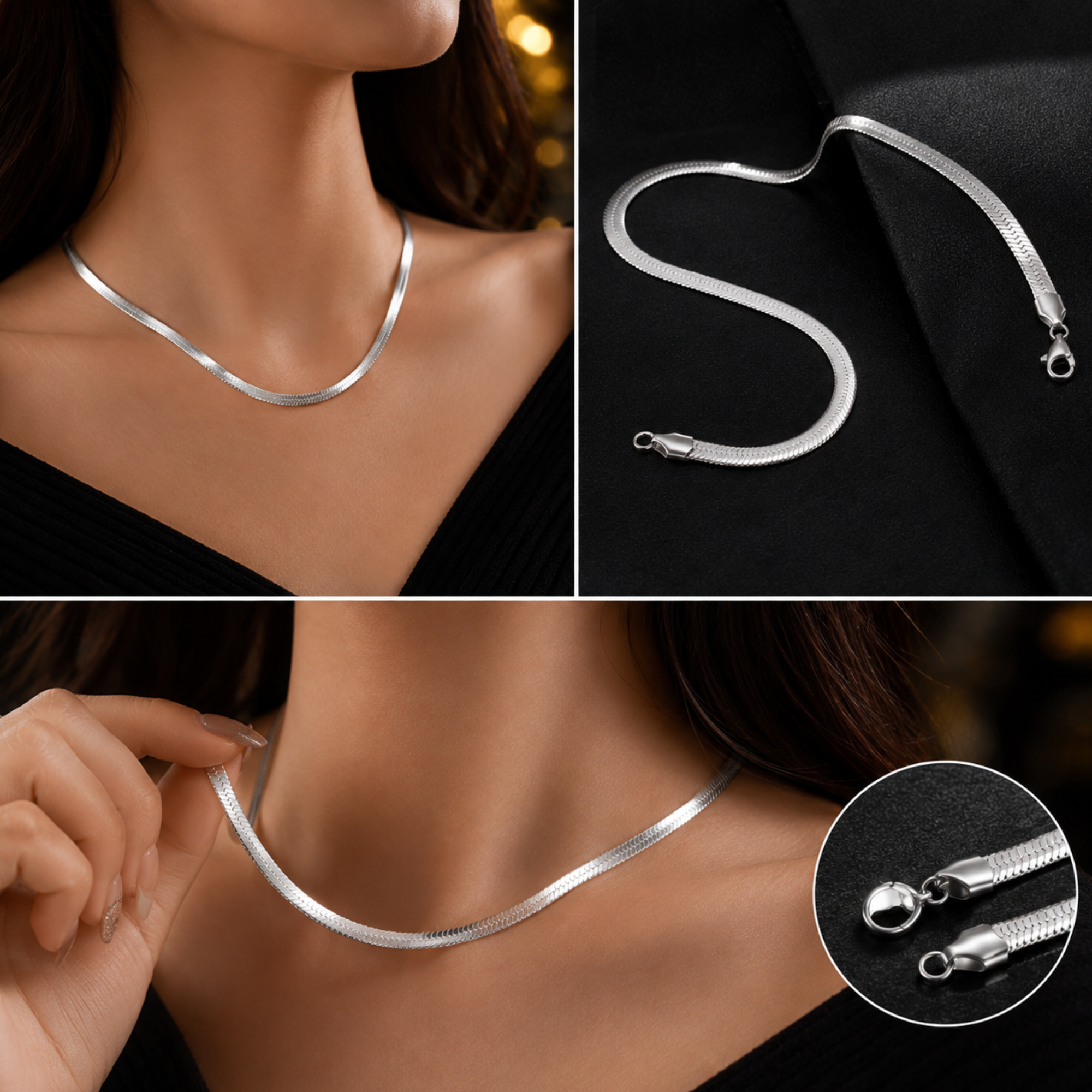 Stylish Silver-Plated Stainless Steel Snake Chain for Men & Women - Image 6