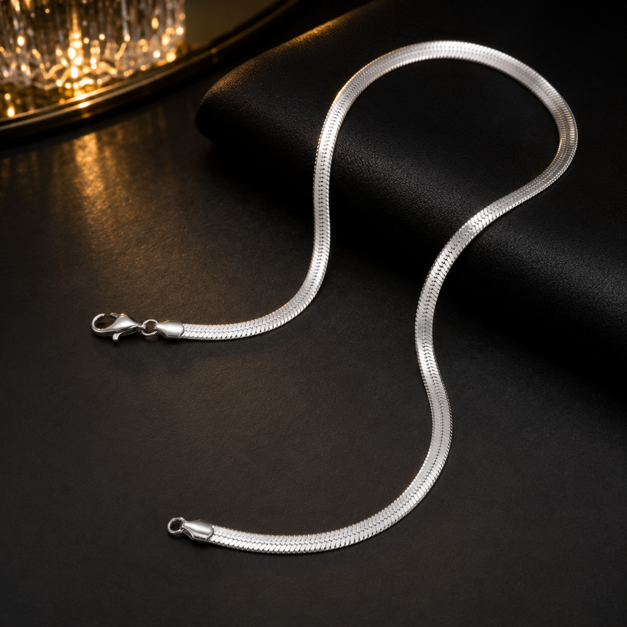 Stylish Silver-Plated Stainless Steel Snake Chain for Men & Women