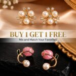 Trendy Korean Style Pearl Cluster & Pink Flower Enamel Earrings Combo for Women