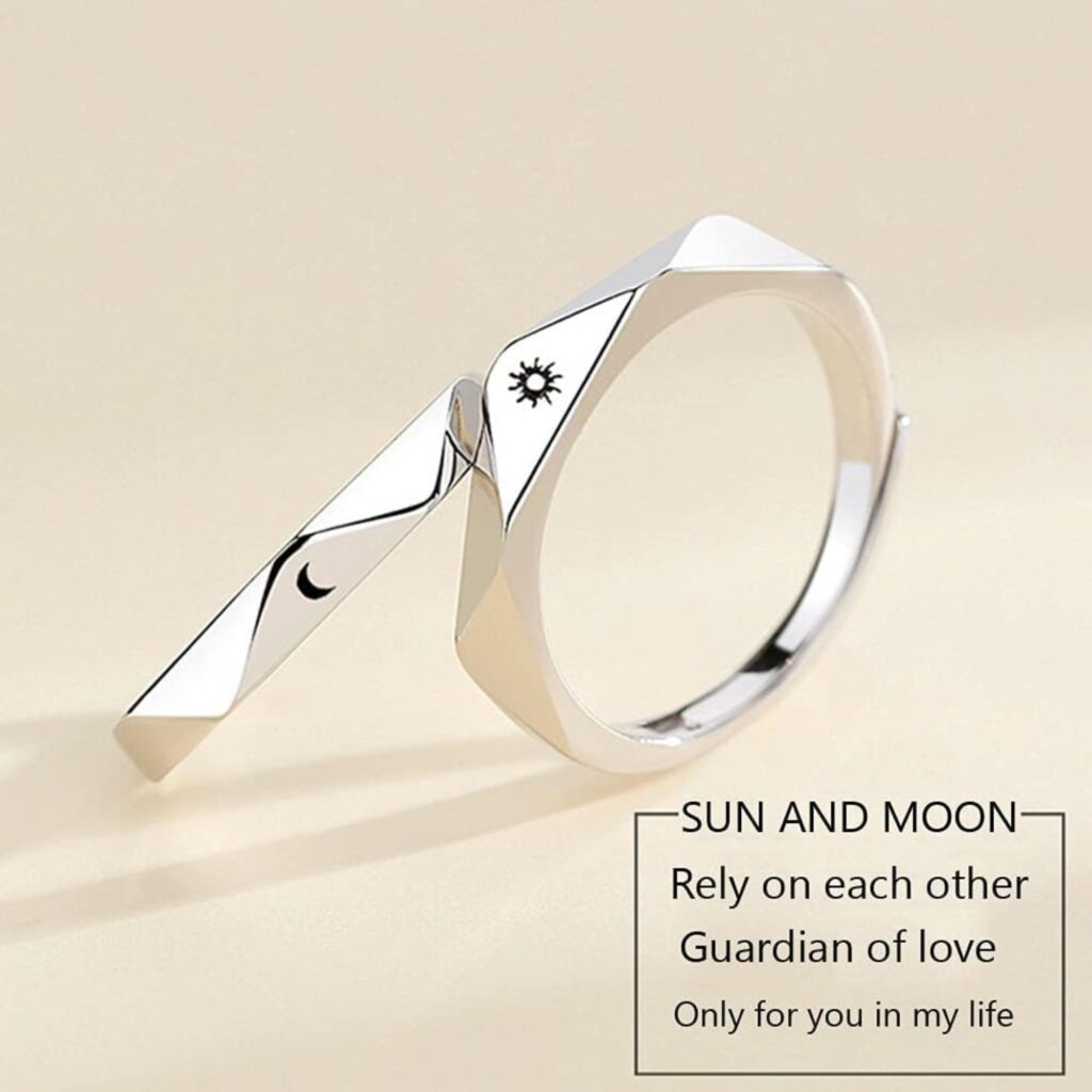 Valentine Couple Ring Set for Men & Women _ Crystal Platinum Finish
