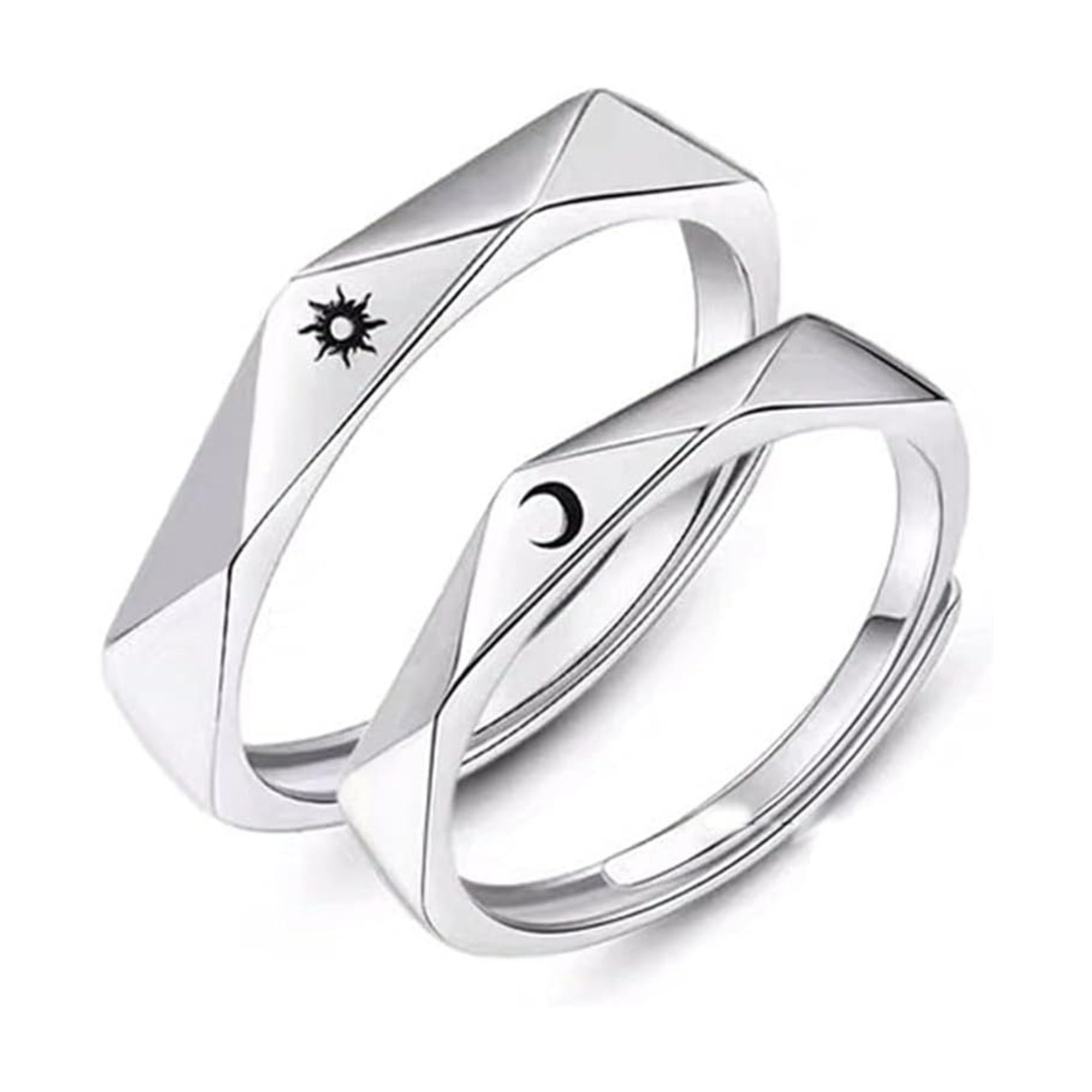 Valentine Couple Ring Set for Men & Women | Crystal Platinum Finish - Image 4