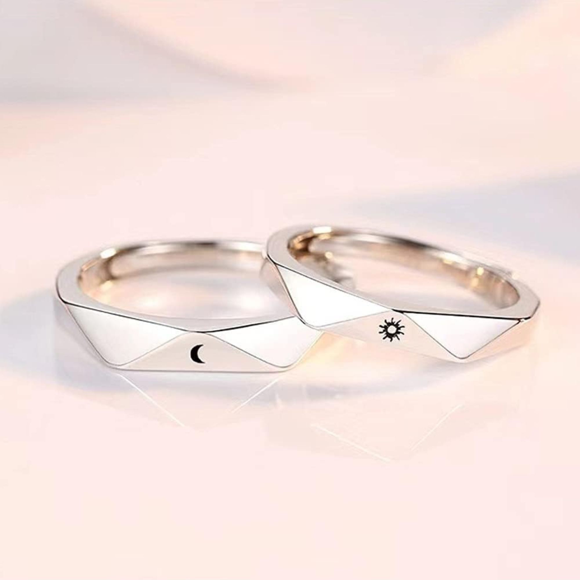 Valentine Couple Ring Set for Men & Women | Crystal Platinum Finish - Image 2