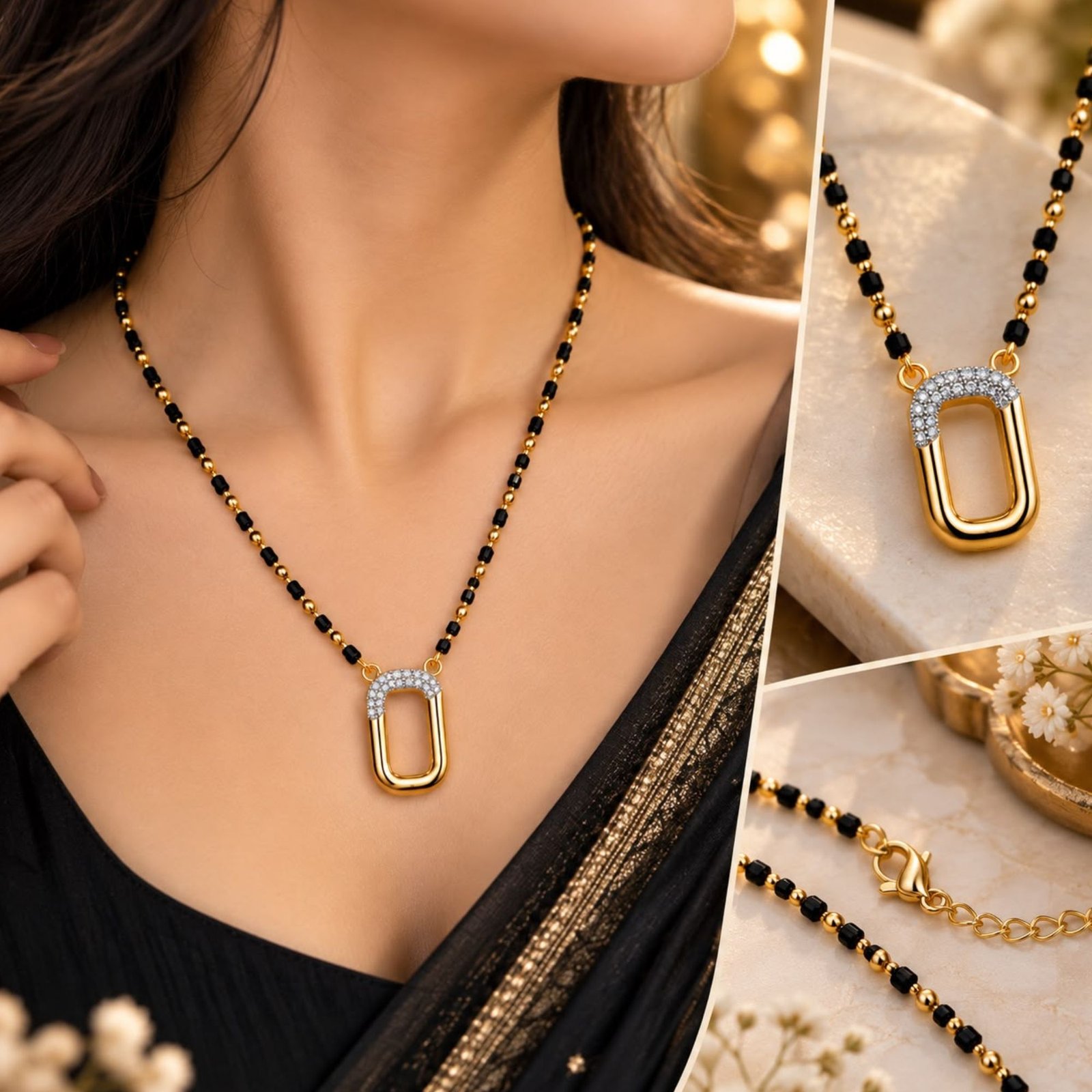 Affordable Luxury Look Artificial Black Beads Mangalsutra - Image 2