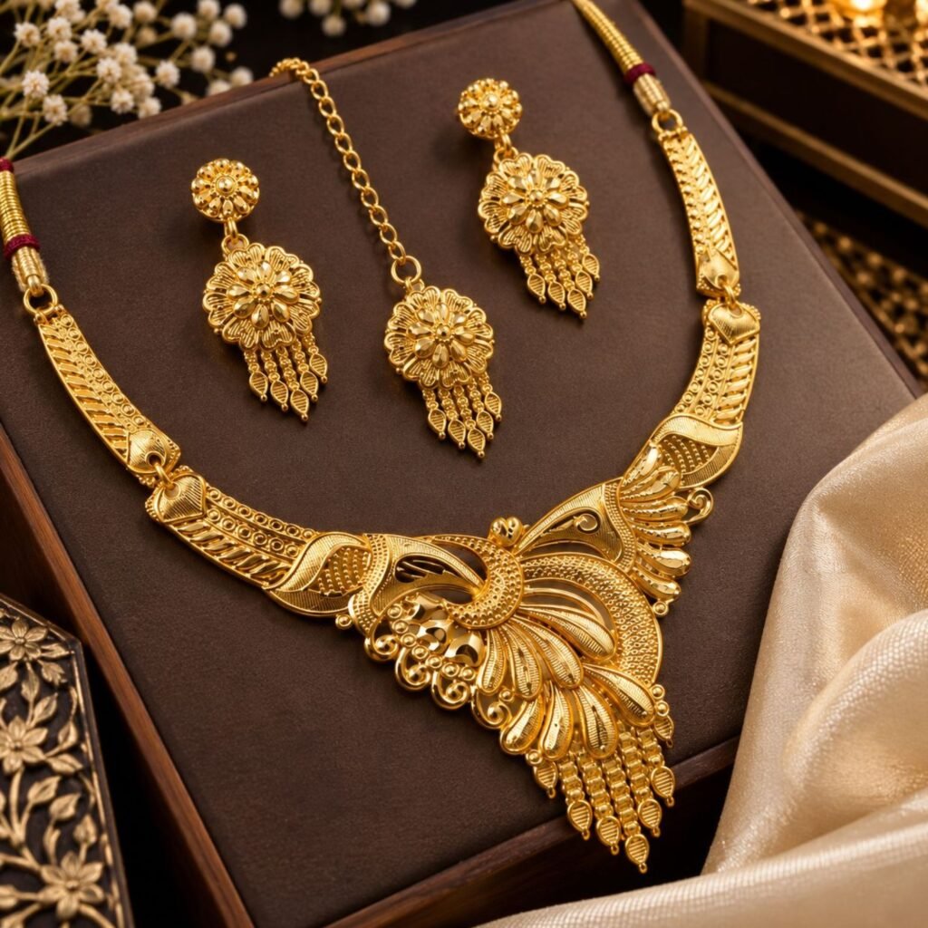 Artificial Gold-Plated Peacock Design Jewellery Set