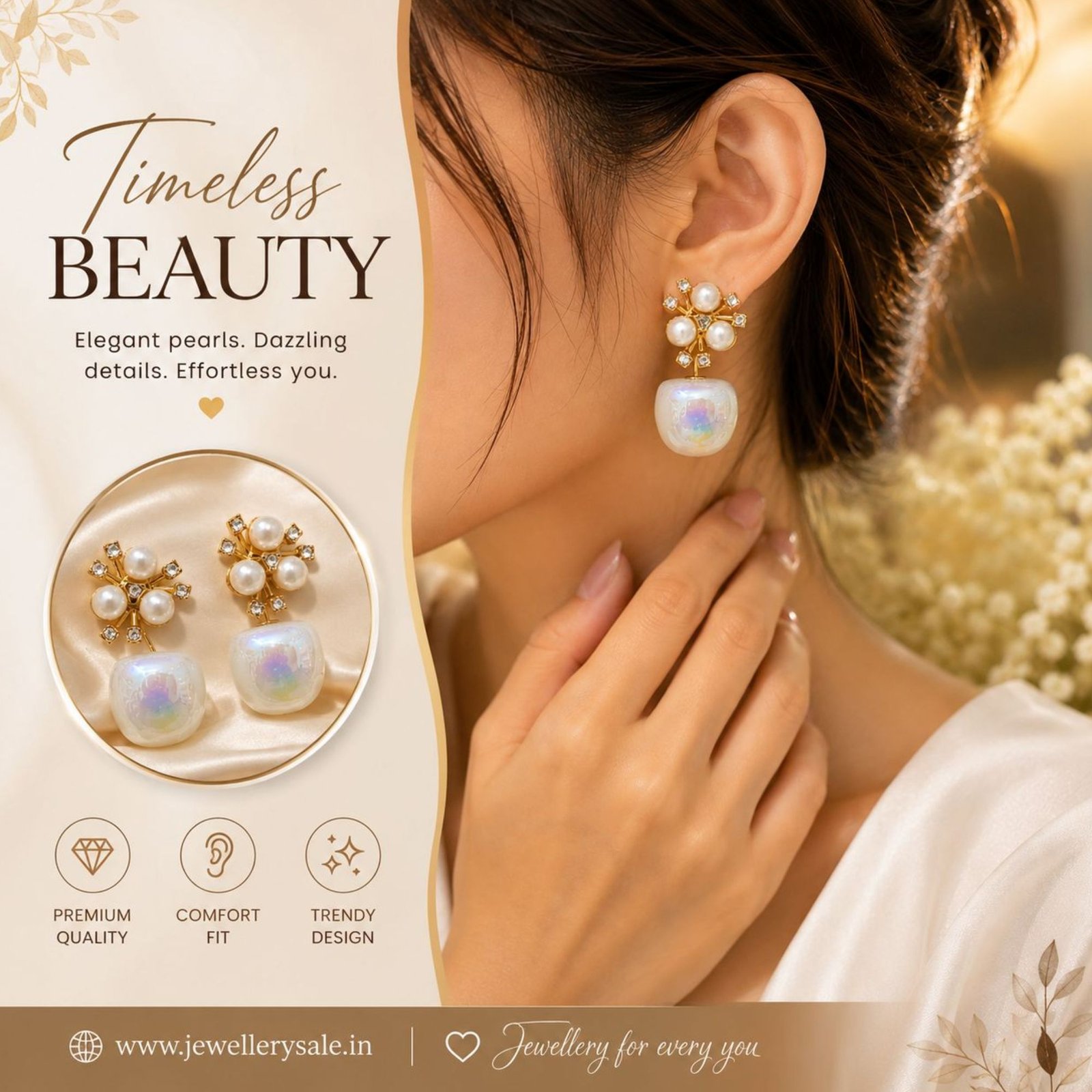Aurora Iridescent Pearl Cluster Drop Earrings - Image 4