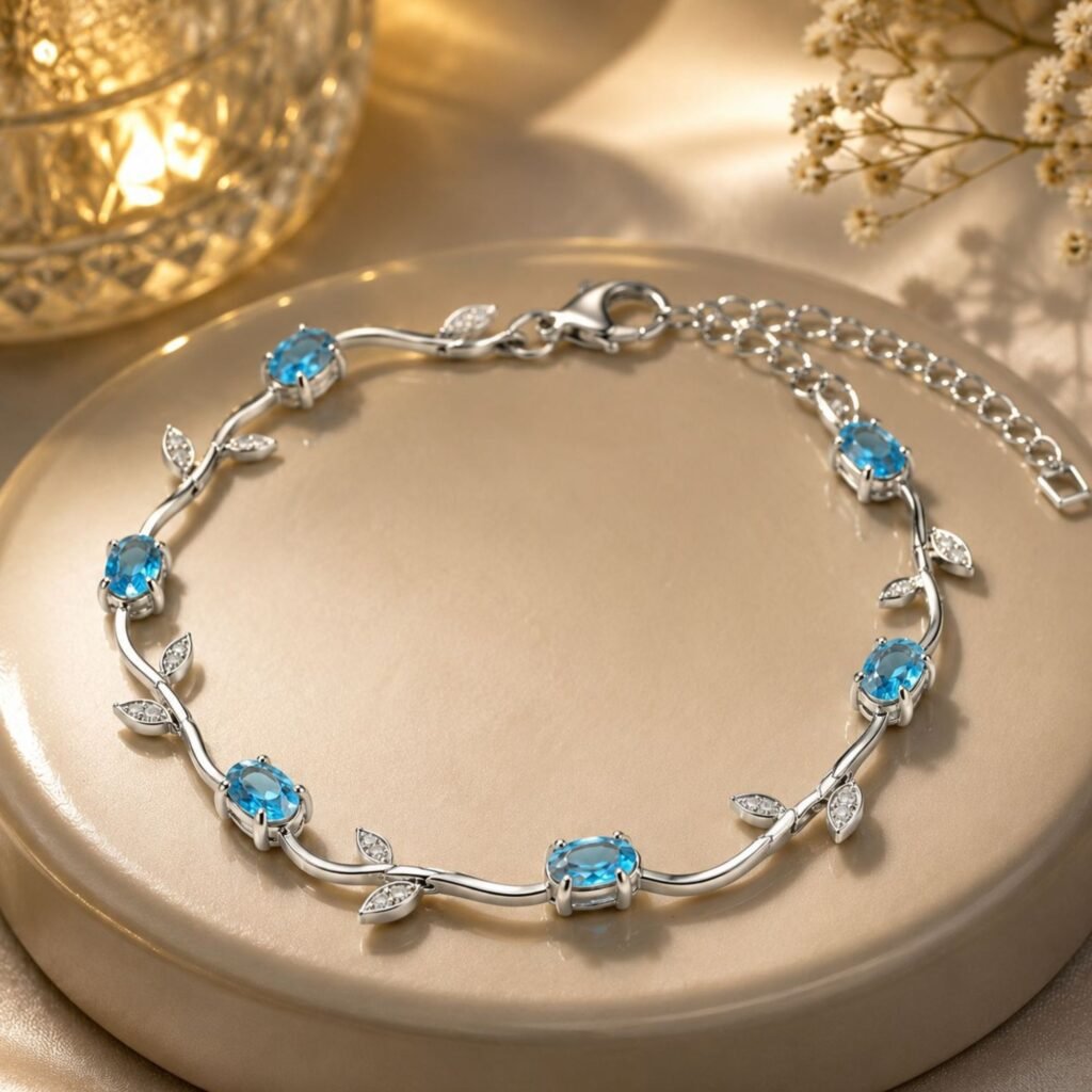 Blue Tulip Flower Bracelet
