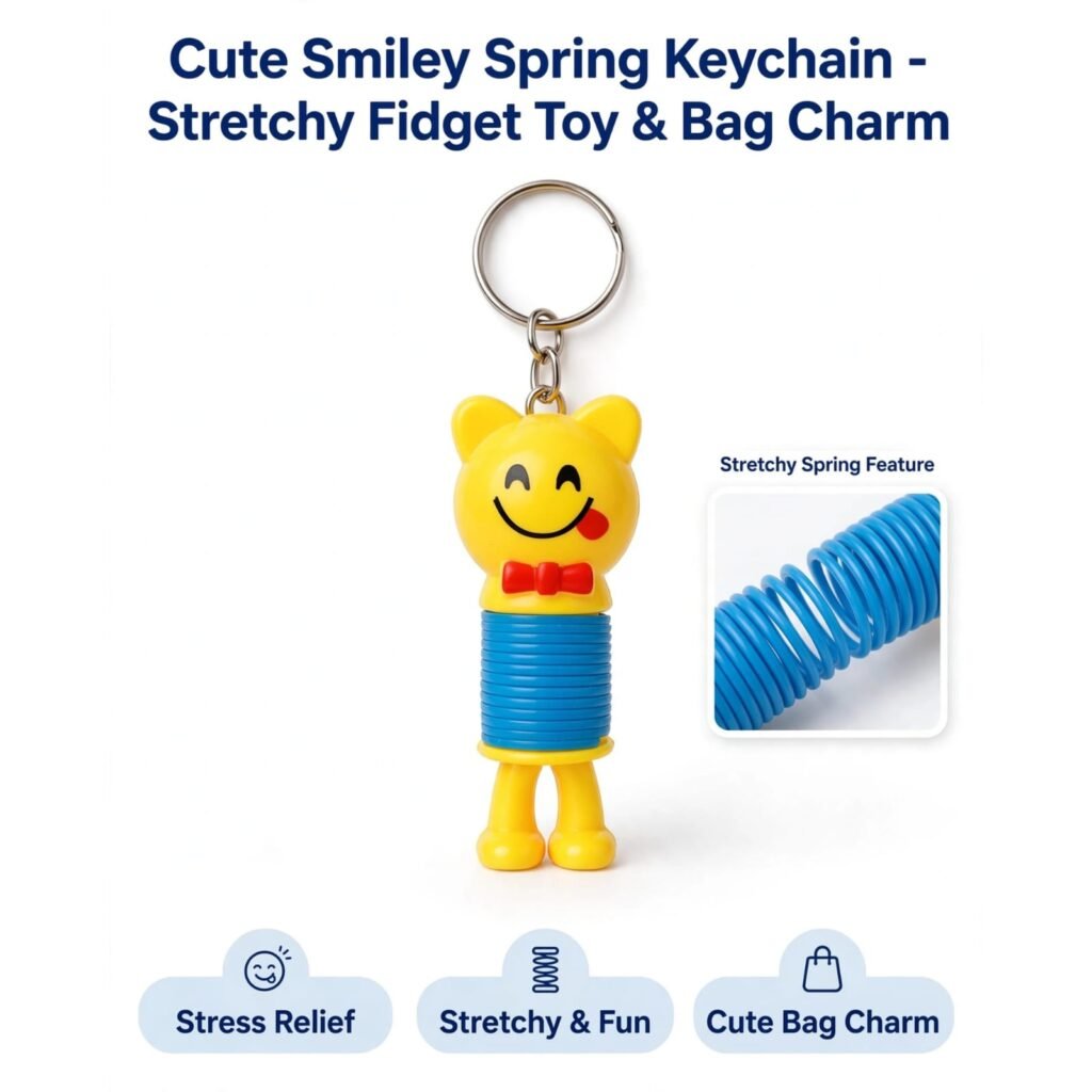Cute Smiley Spring Keychain & Stretchy Fidget Toy