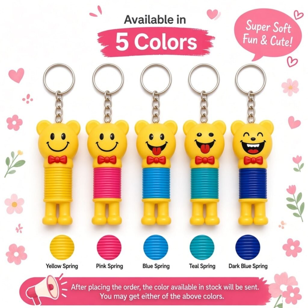 Cute Smiley Spring Keychain & Stretchy Fidget Toy (5)