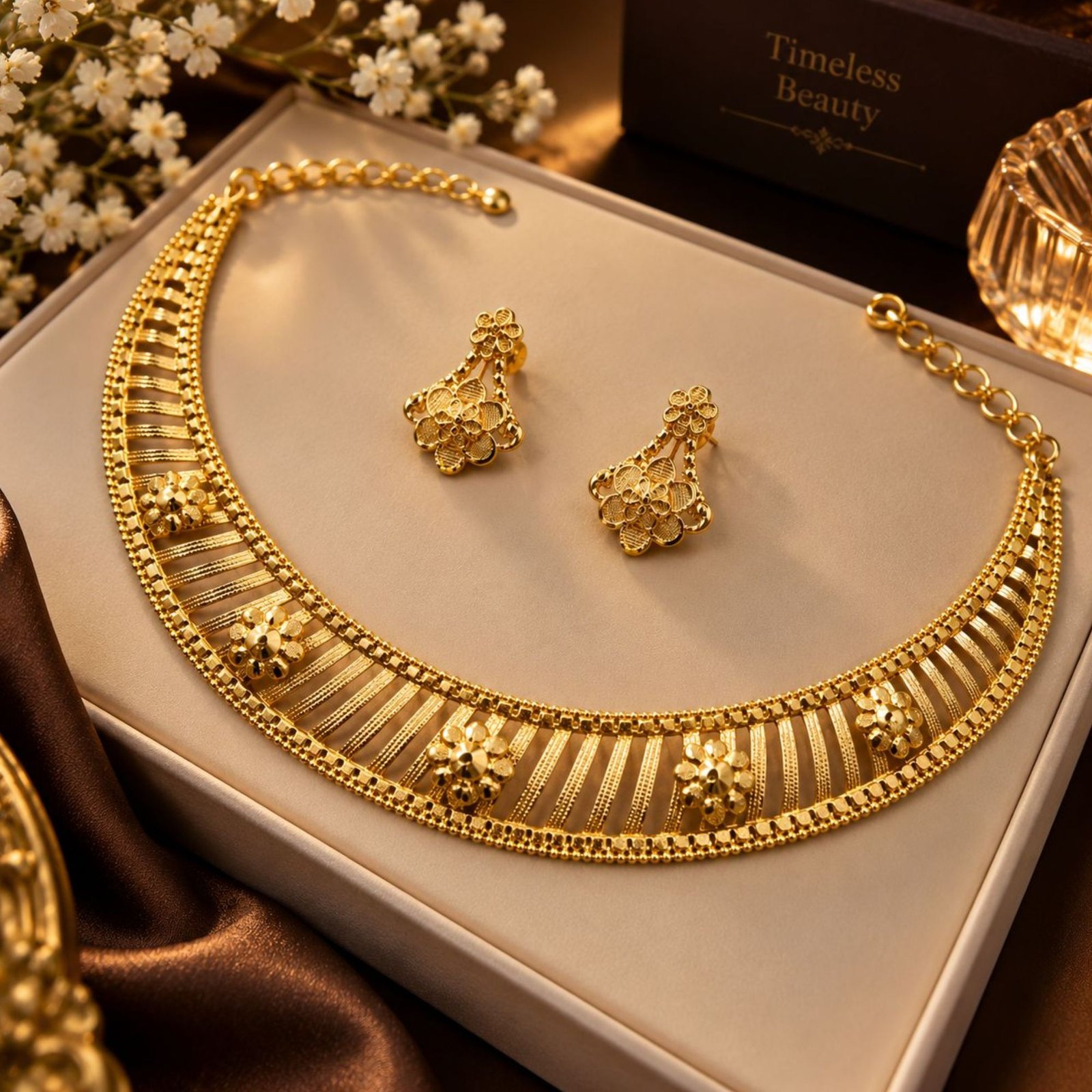 Ethnic Designer Floral Pattern Choker Set - Image 3
