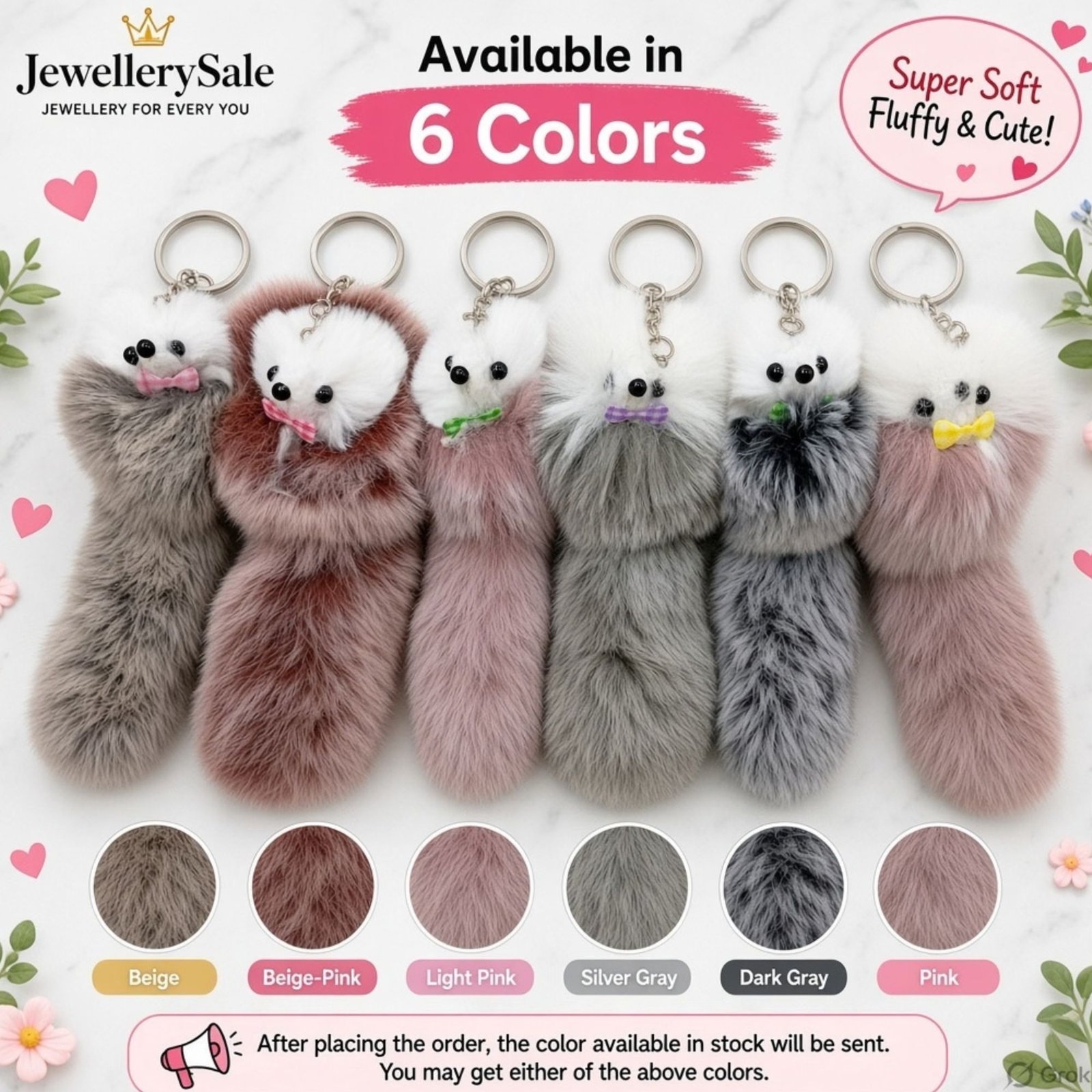 Fluffy Tail Animal Keychain & Bag Charm - Image 2