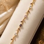 Gold Floral Vine Bracelet with Purple Crystal Stones