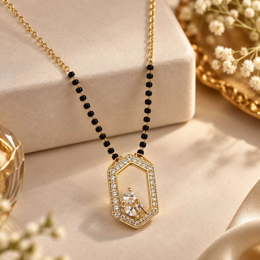 Gold-Plated Hexagon AD Mangalsutra