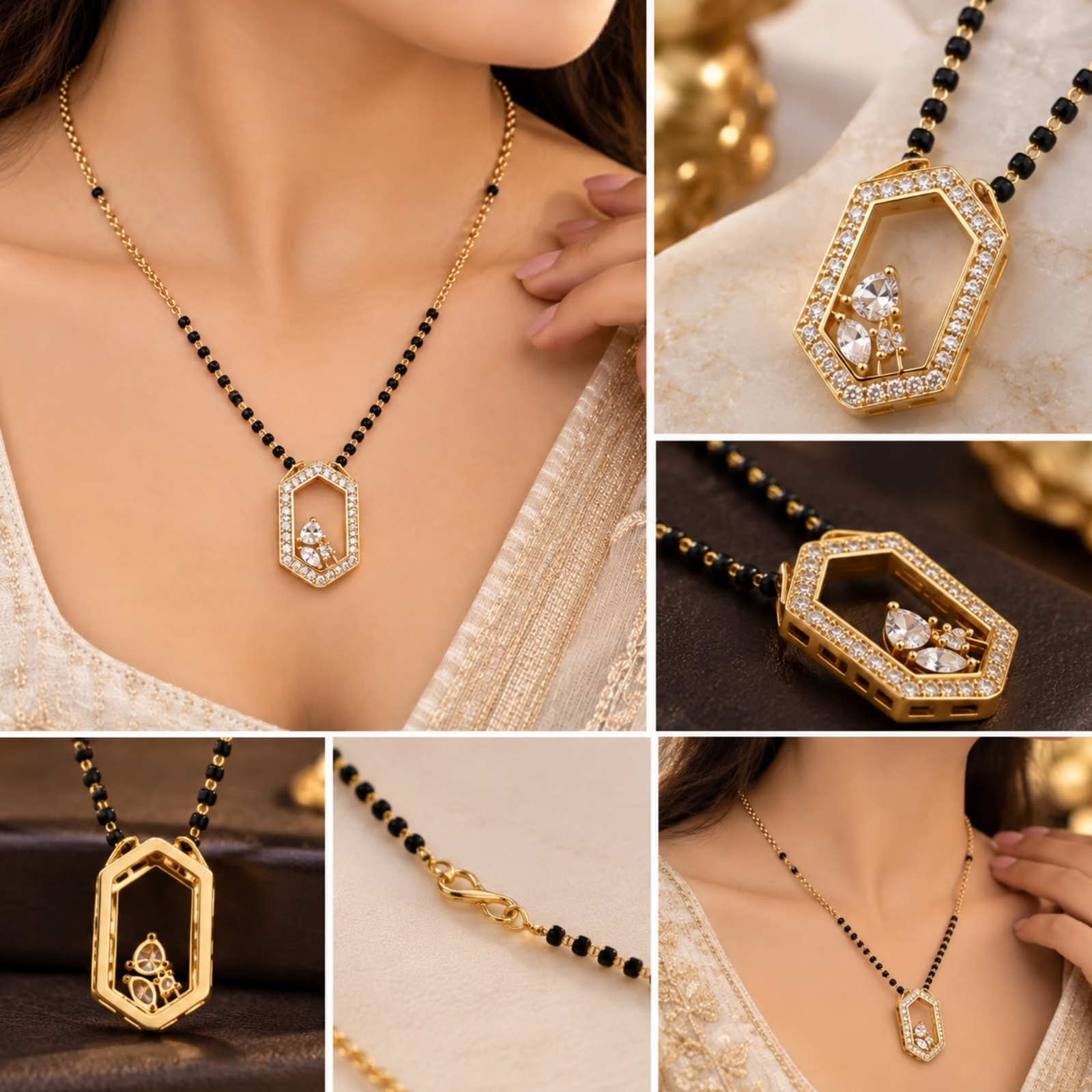 Gold-Plated Hexagon AD Mangalsutra - Image 2