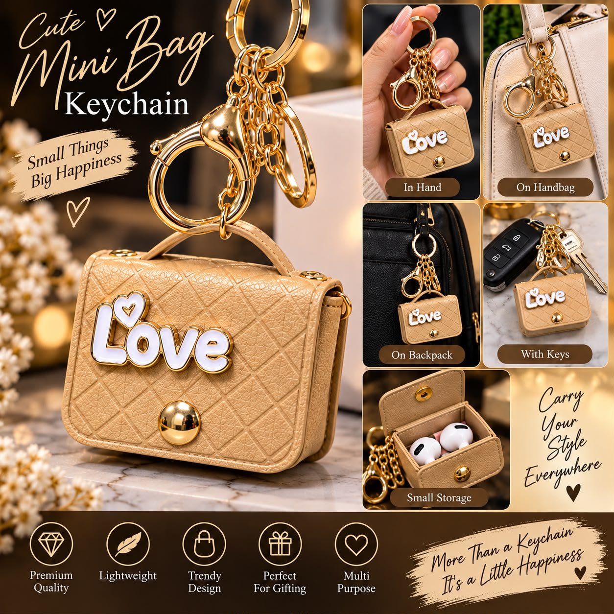 Love Mini Handbag Key Chain - Image 3