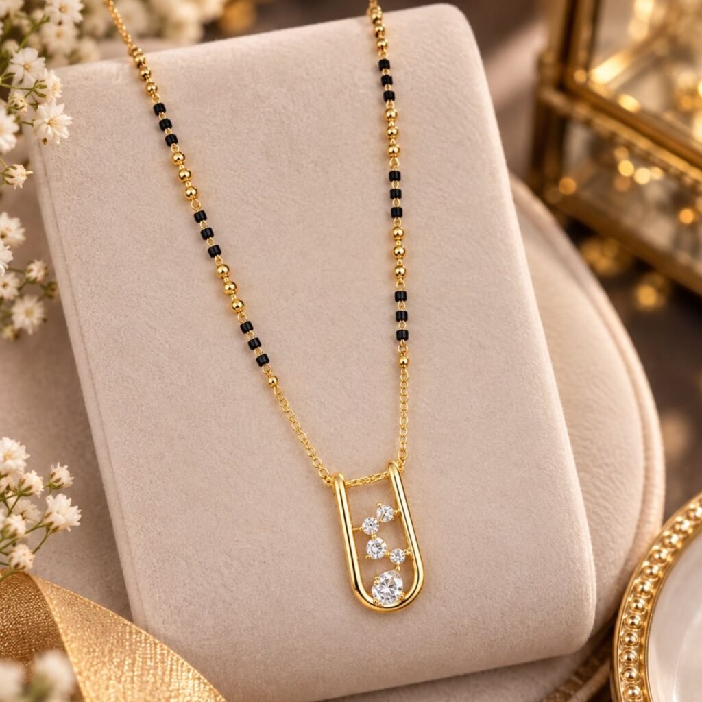 Modern U-Shaped Zircon Stone Artificial Mangalsutra