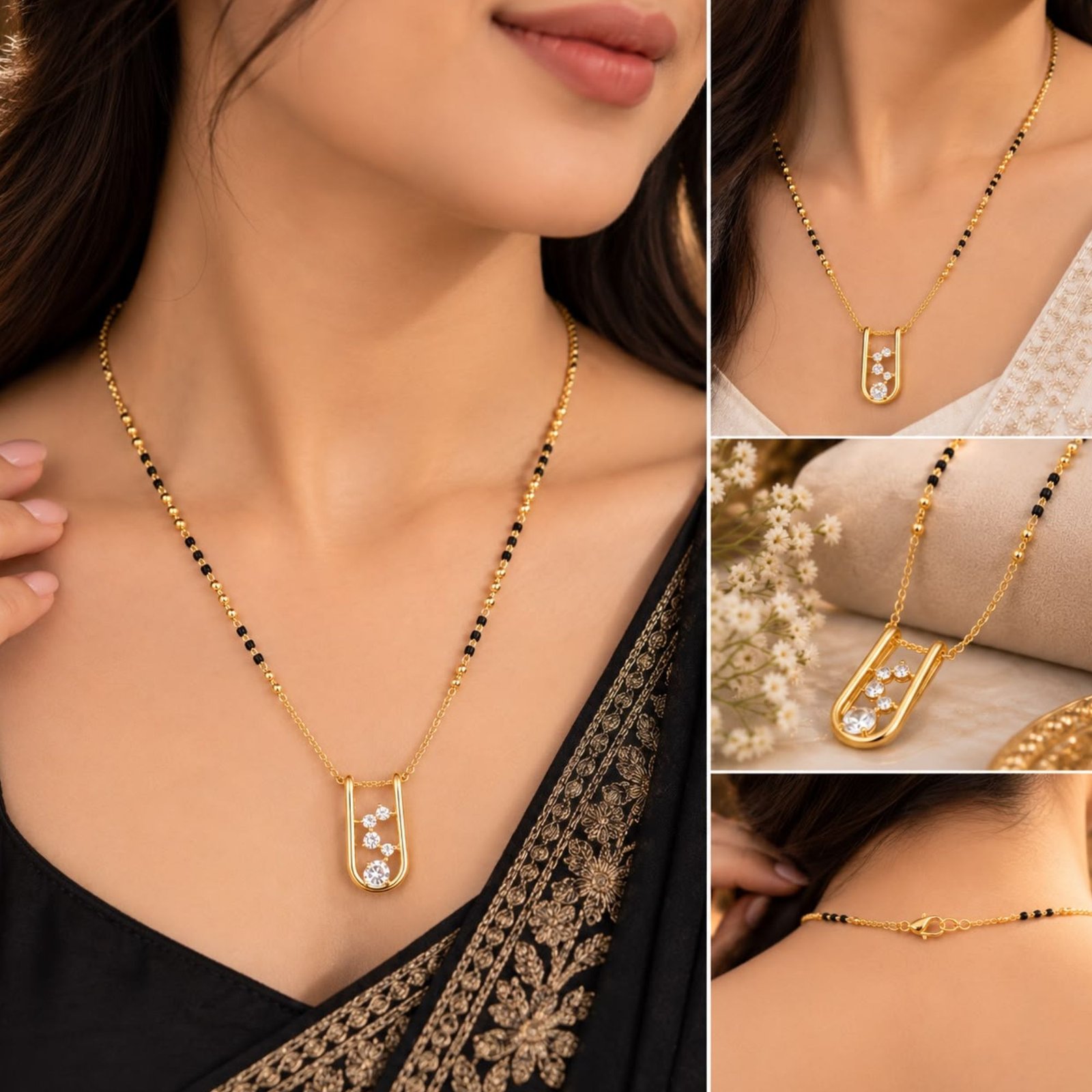 Modern U-Shaped Zircon Stone Artificial Mangalsutra - Image 2