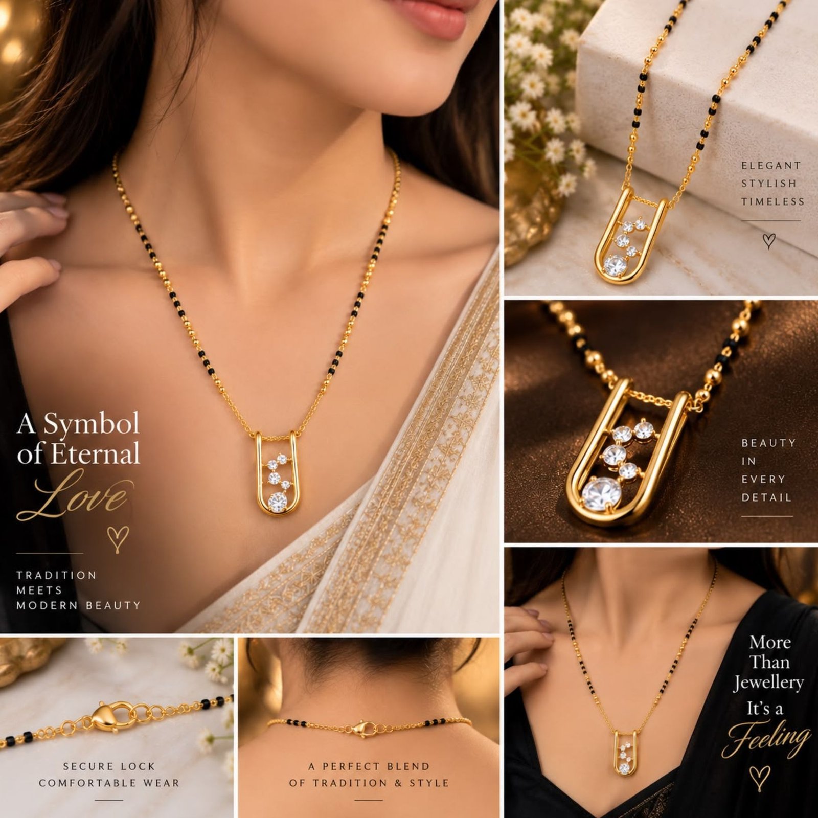 Modern U-Shaped Zircon Stone Artificial Mangalsutra - Image 4