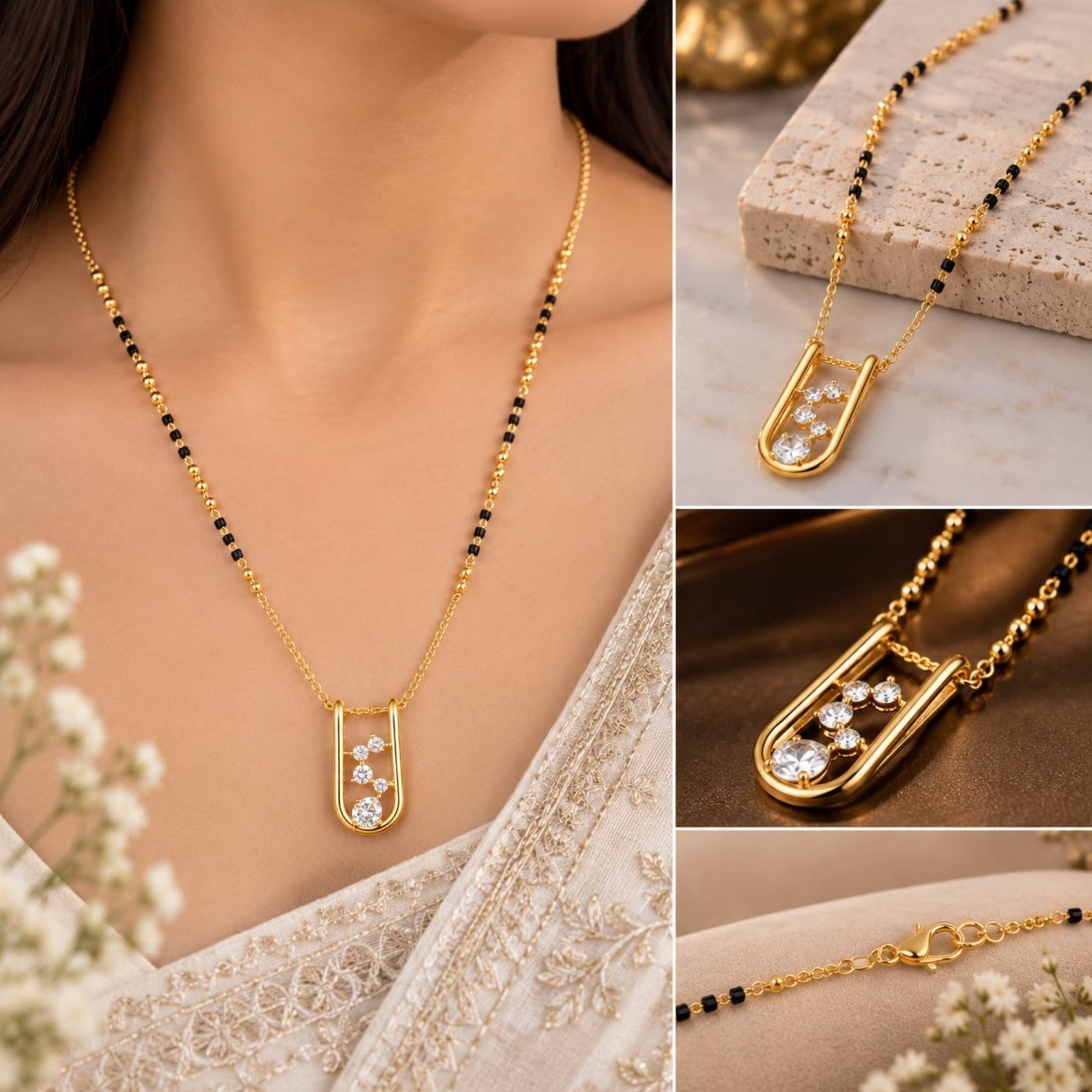 Modern U-Shaped Zircon Stone Artificial Mangalsutra - Image 3