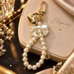 Pearl Bow Heart Keychain