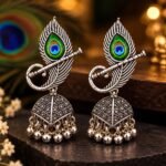 Traditional Ethnic Mor Pankh and Bansuri Hanging Jhumkis for Women