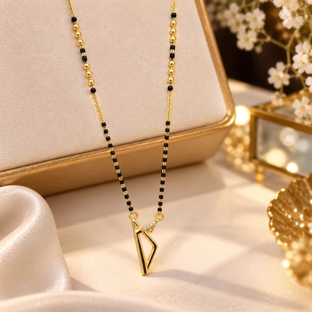 Trendy Non-Precious Designer V-Shape Pendant Mangalsutra