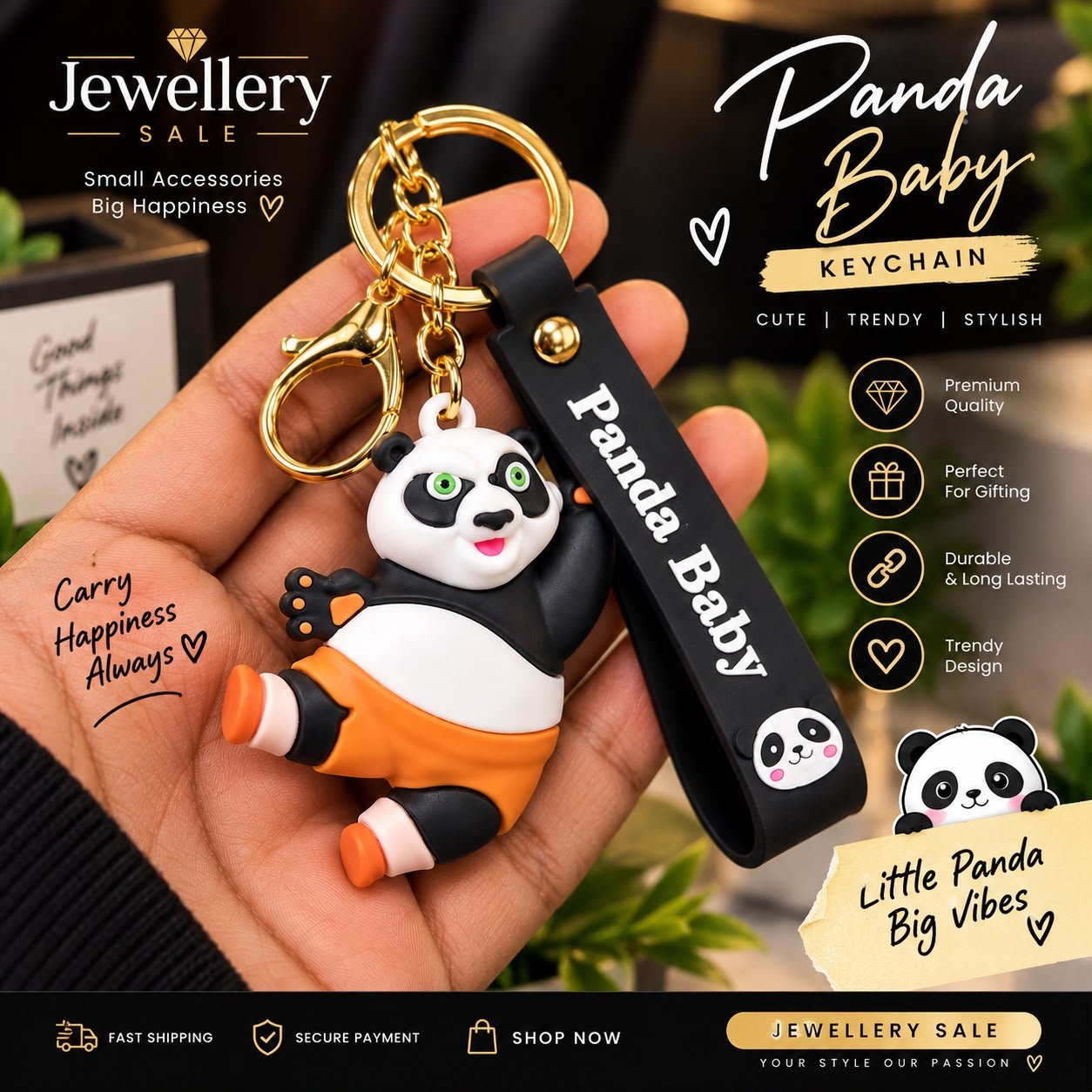 Cute Baby Panda Keychain - Image 3