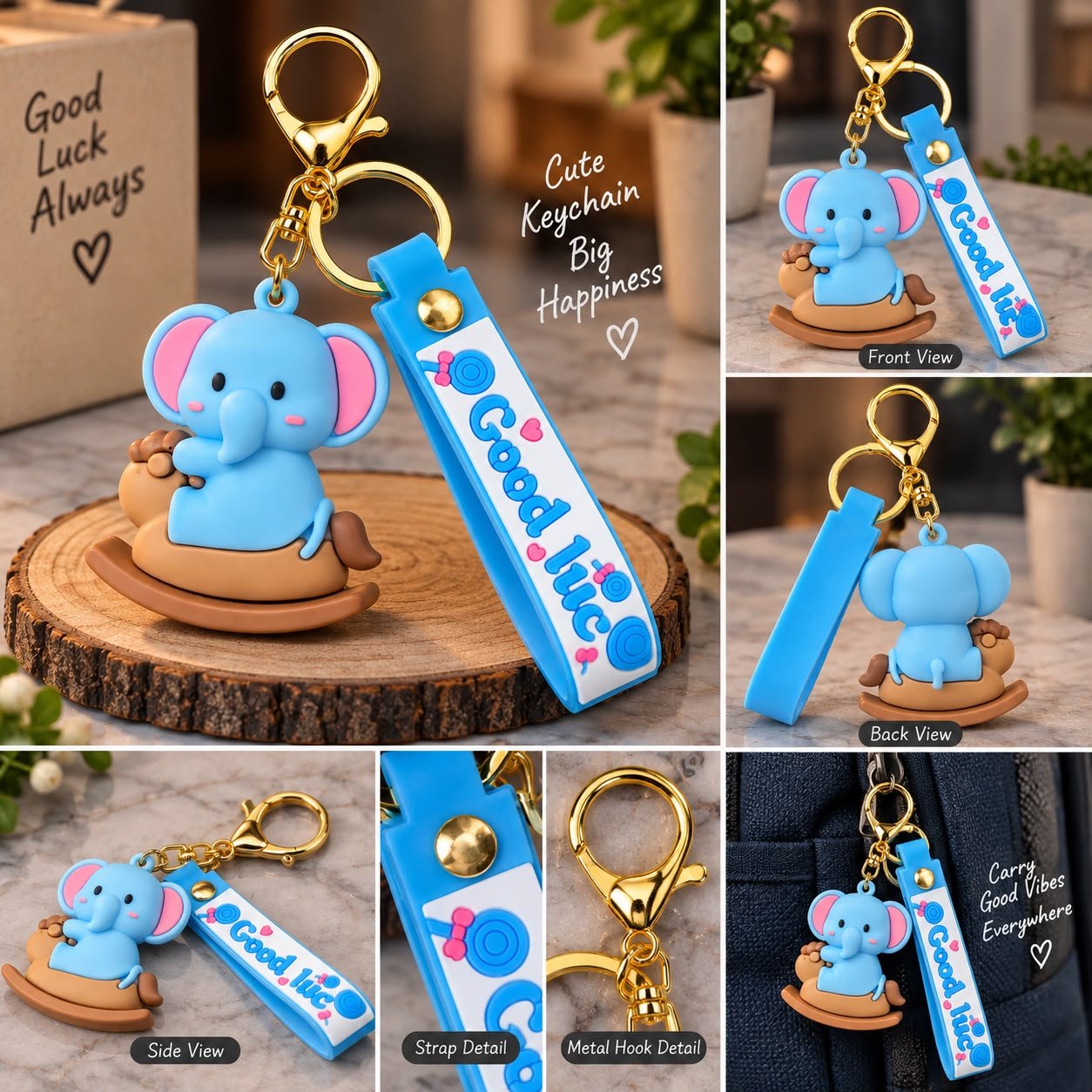 Cute Baby Elephant Keychain - Image 2