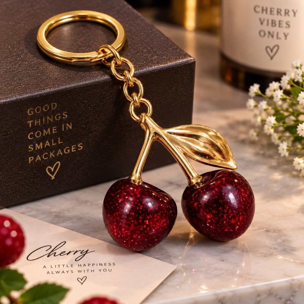 red cherry key chain