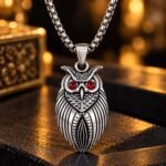 Antique Silver Owl Pendant Necklace