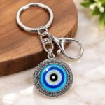 Evil Eye Glass Cabochon Keychain