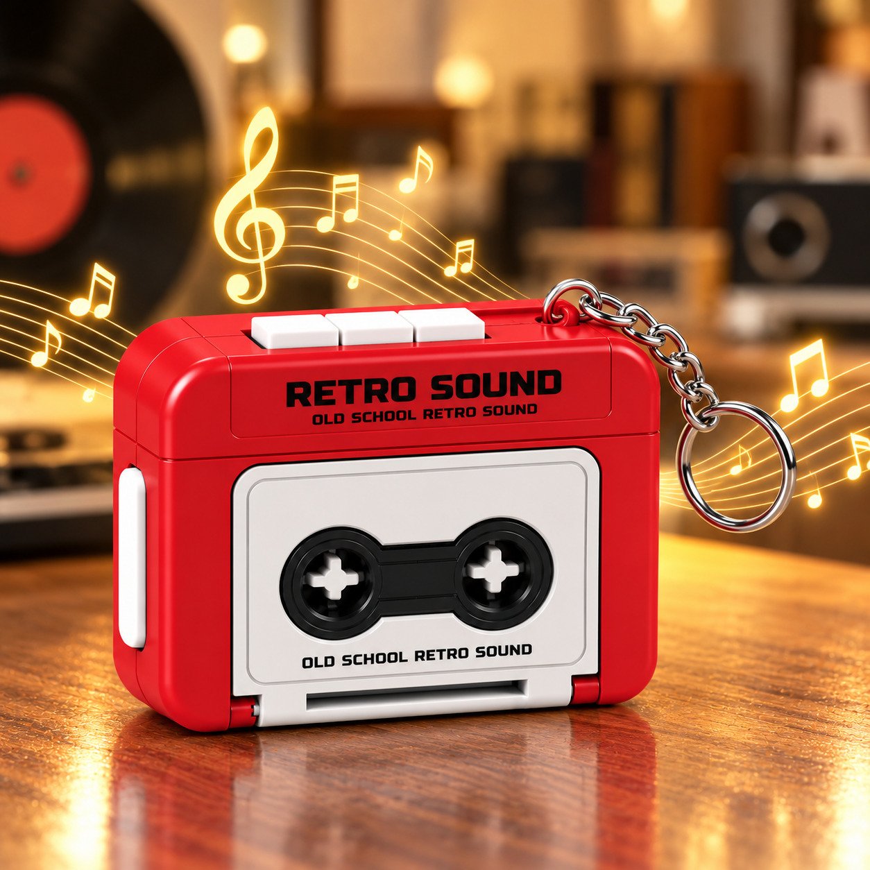 Retro Sound Cassette Player Keychain Case - Image 3
