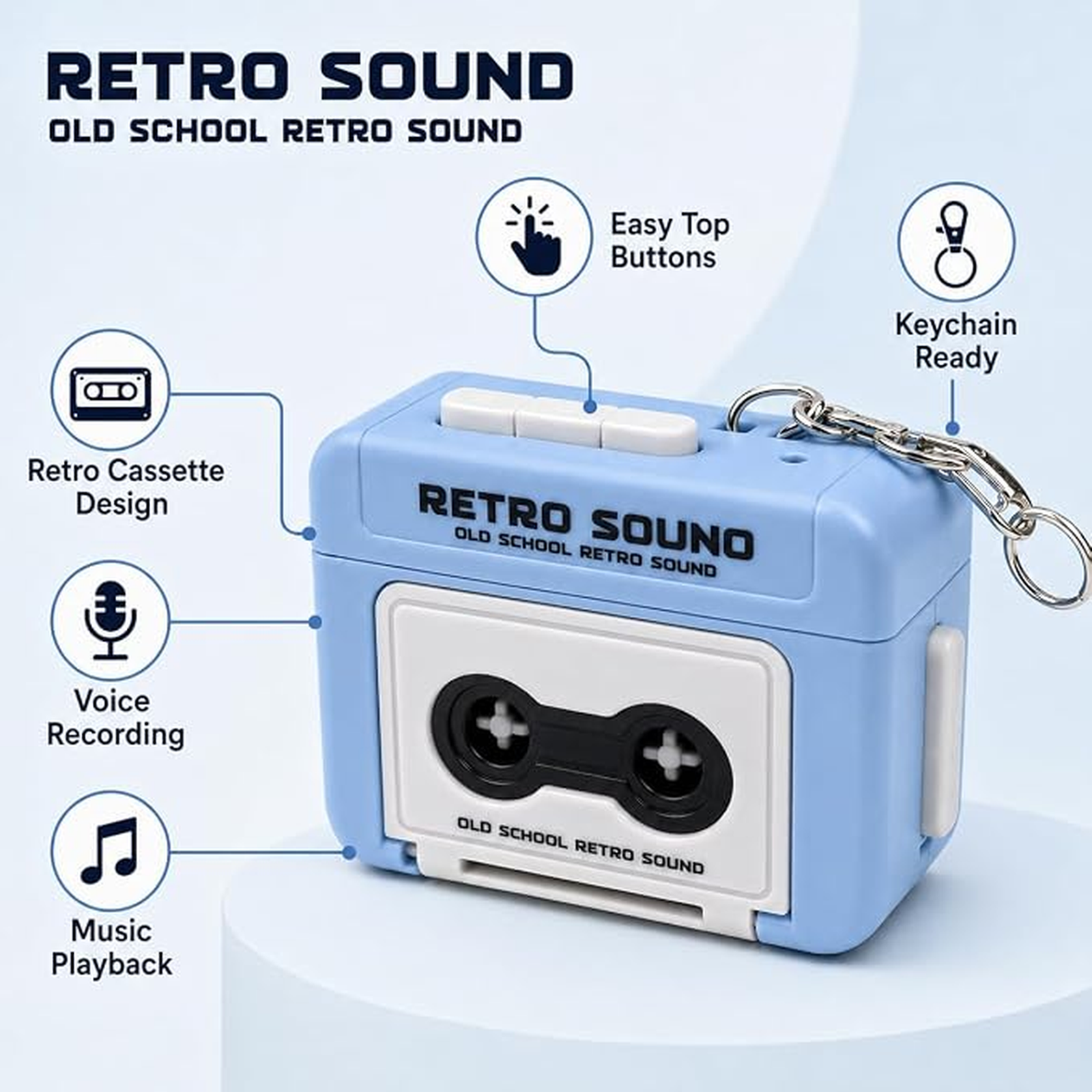 Retro Sound Cassette Player Keychain Case - Image 2