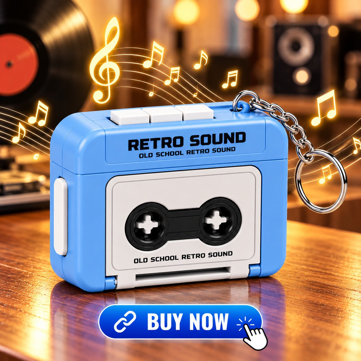 Retro Sound Cassette Player Keychain Case - Image 4