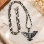 Stylish Stainless Steel Eagle Pendant Box Chain Necklace for Men & Boys