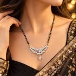 Women Gold-Plated Royalty CZ Peacock Feather Arch Mangalsutra