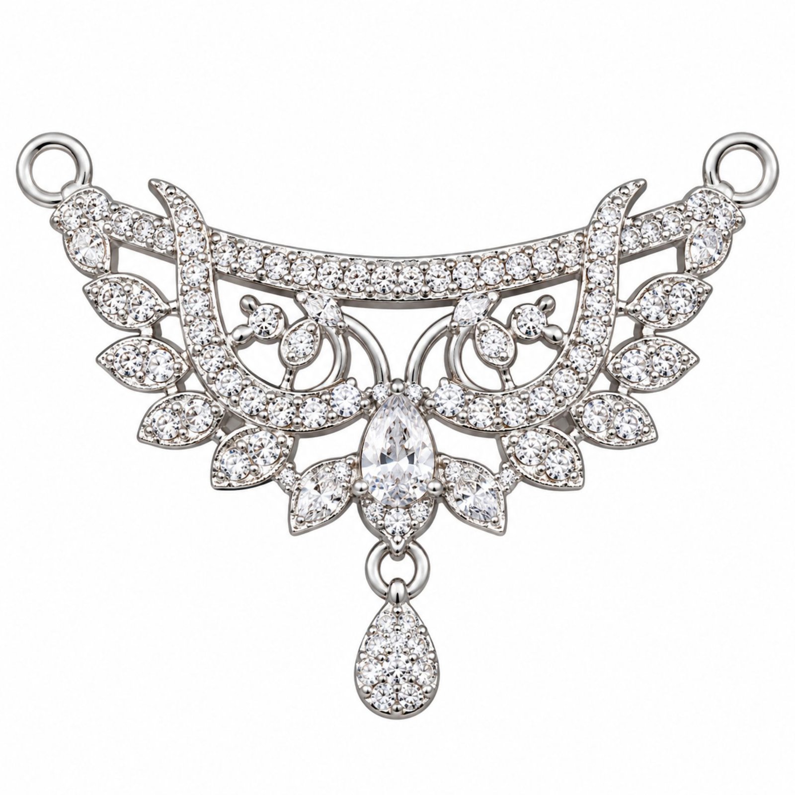Women Gold-Plated CZ Crescent Arch Feather Lattice Mangalsutra - Image 4